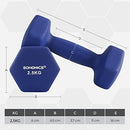 Set of 2 Dumbbells, 2 x 2.5 Non-Slip Neoprene Hand Weights with Matte Finish, Home Workout, Fitness Training Exercise, Blue SYL65BU
