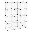 Closet Cabinet, Bookcase, Storage Unit, Interlocking Plastic Cubes, Easy to Assemble, for Living Room, Closet, Bedroom, Office, Includes Rubber Mallet, White LPC34L