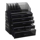 Large Acrylic Make up Organiser, Stackable Cosmetic Box with 6 Drawers, for Palette, Brush, Foundation, Lipstick, Nail Polish, Hairpins, Great Gift for Loved Ones, Black JKA009BK