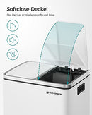 Kitchen Bin, 2 x 15 L Steel Rubbish Bin, Step Bin with Inner Buckets and Handles, Soft Closure, Odour Seal, White LTB30WT