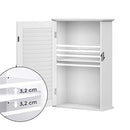 Wandschrank, Hängeschrank für Badezimmer, Medizinschrank mit verstellbarem Einlegeboden und Rollladentür, 40 x 16 x 60 cm, Holz, Weiß BBC24WT