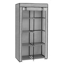 Fabric Wardrobe, Clothes Storage Organiser, 6 Shelves, 2 Hanging Rails, Non-Woven Fabric, Metal Frame, 88 x 45 x 168 cm, for Bedroom, Dressing Room, with Herringbone Pattern, Grey RYG084G22
