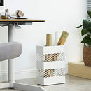 Metal Umbrella Holder, Umbrella Stand, 28 x 12 x 41 cm, Rectangular with Water Tray, Openwork Design, White LUC02WT