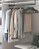 Set of 30 Velvet Hangers, 42 cm Long, Thin and Durable, High Load Capacity, with 360° Swivel Hooks, for Coats Shirts Suits, Grey CRF26V, ABS Plastic, Metal, 43.5 x 0.6 x 22.5 cm