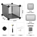 Interlocking Shoe Rack, Rectangular Storage Organiser, 15-Slot Modular DIY Storage Shelf Unit, Metal Wire Wardrobe, Grey LPC44G