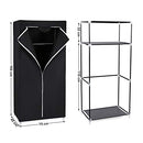 Fabric Wardrobe, Foldable Closet with Hanging Rail, Single Clothes Rack, Storage Organiser for Bags, Toys, Shoes, Living Room, Bedroom, Cloakroom, 75 x 45 x 160 cm, Black RYG83H