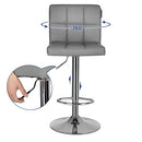 LJB64G Set of 2 Bar Stools with Back and Sturdy Base Diameter 41 cm Height Adjustable Polyurethane Grey