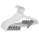 Trouser Hangers, Set of 12 Velvet Hangers with Adjustable Clips, 42.5 cm Long, Non-Slip, Space-Saving, for Skirts, Coats, Dresses, White CRF012W01