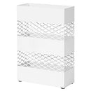 Metal Umbrella Holder, Umbrella Stand, 28 x 12 x 41 cm, Rectangular with Water Tray, Openwork Design, White LUC02WT