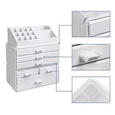 Large Acrylic Make up Organiser, Stackable Cosmetic Box with 6 Drawers, for Palette, Brush, Foundation, Lipstick, Nail Polish, Hairpins, Great Gift for Loved Ones, White JKA009WT