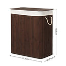 Divided Laundry Basket with Lid, Bamboo Laundry Hamper with 2 Sections, Removable Liners, Cotton Handles, 100L Storage Capacity, for Laundry Room, Bedroom, Brown LCB72Z
