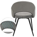 Velvet Dining Room Chair Modern Kitchen Chair Padded Velvet Chair with Armrests Metal Legs Elegant Design Dining Room Living Room Bedroom Kitchen Grey LDC82GY