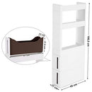 Narrow 3 Shelves 2 Drawers Recess Cabinet with Wheels for Kitchen Bathroom and Cellar 17cm Wide White KFR06WT, 45 x 17 x 106.5 cm