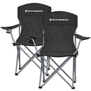 Set of 2 Folding Camping Chairs, Comfortable, Heavy Duty Structure, Max. Load Capacity 150 kg, with Cup Holder, Outdoor Chairs, Black GCB08BK