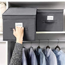 Set of 3 Foldable Storage Boxes with Lids, Fabric Cubes with Label Holders, Storage Bins Organiser, 40 x 30 x 25 cm, Grey RFB03G