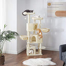 FEANDREA Large Cat Tree with 3 Cat Caves, 164 cm Cat Tower, Beige PCT098M01