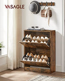 Schuhschrank mit 2 Flügeltüren, verstellbare und herausnehmbare Trennwand, für 12 Paar Damenschuhe oder 8 Herrenschuhe, für schmalen Eingang, 60 x 24 x 83.5 cm (L x B x H), Rustikales Braun LBC02BX