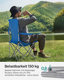 Set of 2 Folding Camping Chairs, Comfortable, Heavy Duty Structure, Max. Load Capacity 150 kg, with Cup Holder, Outdoor Chairs, Blue GCB08BU