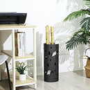 Metal Stand, Round Umbrella Holder Rack, with Hooks and Drip Tray, 49 x Ø 19.5 cm, Black LUC23B, 19.5 x 49 cm (Dia. x H)