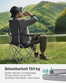 Set of 2 Folding Camping Chairs, Comfortable, Heavy Duty Structure, Max. Load Capacity 150 kg, with Cup Holder, Outdoor Chairs, Black GCB08BK