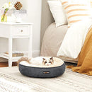 FEANDREA Dog Bed, Doughnut Cat Bed, Round, 50 cm Dia, Dark Grey