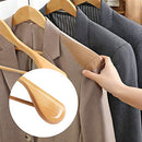 Suit Hangers, Set of 6, Solid Wood Contoured Hangers with Extra Wide Shoulders, Non-Slip for Outfits, Shirts, Coats, Jackets, Trousers, Pants, 360° Swivel Hook, Natural Colour CRSH06NL