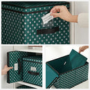 Storage Boxes with Lid, Set of 3, Folding Boxes with Labels for Christmas, Fabric Boxes with Snowflakes Pattern for Closet, 30 x 40 x 25 cm, Green RFB003G02