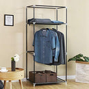 Fabric Wardrobe, Foldable Closet with Hanging Rail, Single Clothes Rack, Storage Organiser for Bags, Toys, Shoes, Living Room, Bedroom, Cloakroom, 75 x 45 x 160 cm, Grey RYG83GY