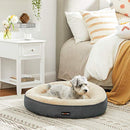 FEANDREA Dog Bed, Doughnut Cat Bed, Round, 60 cm Dia., Dark Grey