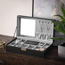 Watch and Jewellery Storage Box Case for 8 Watches with Mirror and Cufflink Box JWB41B