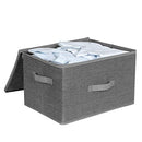 Storage Boxes with Lids, Foldable Storage Basket Bins with Handles, Clothes Toys Organiser, Grey RYZB03G