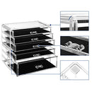 Makeup Organiser, 2-Piece Storage Boxes for Jewellery and Cosmetics, Stackable, with 5 Drawers, Transparent Polystyrene JMU32TP