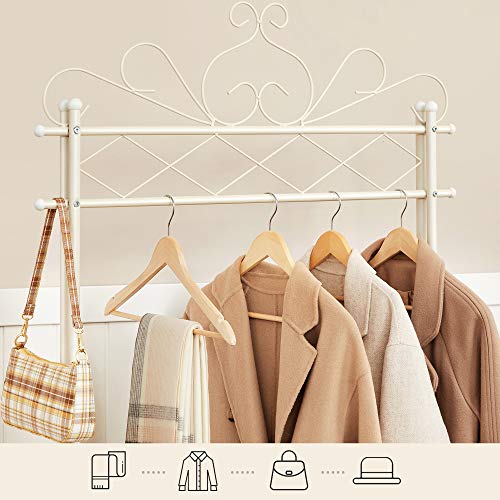 Vintage Clothes Stand and Rack with Garment Rail and 2 metal shelves 92 x 41 x 173 cm (W x D x H) Cream HSR07W