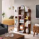 Bücherregal, Baumförmiges Bücherregal mit 13 Fachböden, 86 x 25 x 140 cm, mit abgerundeten Ecken, Rustikales Braun LBC67BXV1