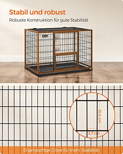 FEANDREA Heavy Duty Dog Crate Box Pet Crate 42 x 27.5 x 29.5 Inch for Large and Medium Dogs Safe 2 Removable Doors Easy Clean Puppy Run XL Black