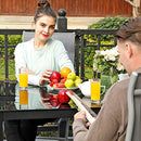 Set of 4 Folding Garden Chairs, Outdoor Chairs with Durable Aluminum Structure, 8-Angle Reclining Backrest, Max. Capacity 120 kg, Grey GCB30GY