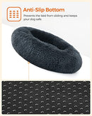 FEANDREA Dog Bed, Donut Cat Bed, Fluffy Calming Pet Bed with Removable, Washable Cover, Soft Long Plush, 50 cm, Dark Grey