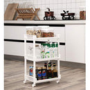 Rolling Trolley Storage Unit with 3 Shelves for Kitchen Bathroom Cellar KSC03WT