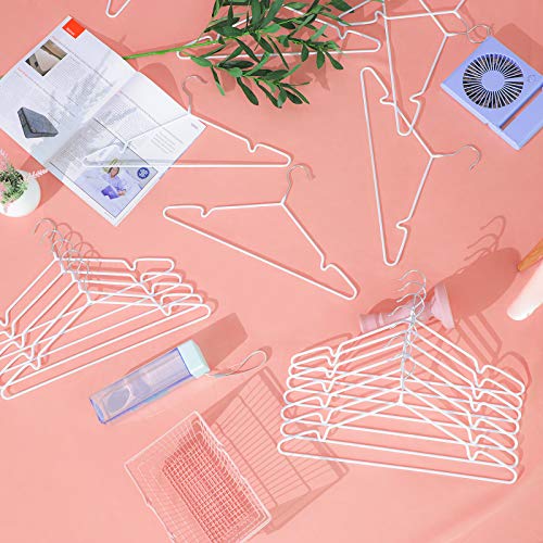 Metal Hangers, 20 Pack Non-Slip Clothes Hangers, 0.4 cm Thick, Space Saving, 360° Swivel Hooks, for Coats, Shirts, Blouses, Dresses, Tops, PVC Coating, White CRI33WT20