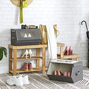 Set of 2 Stackable Storage Bins with Transparent Windows, Magnetic Lid and Side Handles, for Toys, Clothes, Gray and Beige RPLB02G