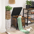 Stool, Schlafzimmerbank mit Stauraum, gepolsterte Sitzfläche, Flur, Schlafzimmer, Wohnzimmer, Stahlrahmen, einfache Montage, Kunstleder, Industriestil, rustikal braun und schwarz LSB50BX.