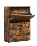 Schuhschrank mit 2 Flügeltüren, verstellbare und herausnehmbare Trennwand, für 12 Paar Damenschuhe oder 8 Herrenschuhe, für schmalen Eingang, 60 x 24 x 83.5 cm (L x B x H), Rustikales Braun LBC02BX