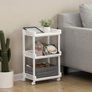 Rolling Trolley Storage Unit with 3 Shelves for Kitchen Bathroom Cellar KSC03WT