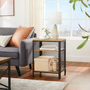 Nachttisch 3 Etagen Nachttisch Nachttisch Stahlrahmen Regal Runde Ecken Einfache Montage für Wohnzimmer Flur Industrie Design Eiche Schwarz LET600B20