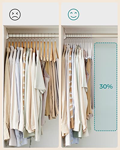 Trouser Hangers, Set of 12 Velvet Hangers with Adjustable Clips, 42.5 cm Long, Non-Slip, Space-Saving, for Skirts, Coats, Dresses, White CRF012W01
