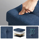 Storage Ottoman, Padded Folding Bench, Chest with Lid, Solid Wood Feet, Space-Saving, Holds up to 300 kg, Navy Blue LSF14IN