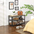 Schuhbank, Schuhregal mit 2 Einlegeböden, Schuh-Organizer, 73 x 30 x 45 cm, Eingangsbereich Wohnzimmer Flur, Stahlstruktur, Industriestil, Grau und Schwarz LBS73MB