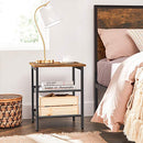 Nachttisch Set, Nachttisch, Industrielles 2er Set Nachttische, mit verstellbaren Mesh Einlegeböden, Wohnzimmer, Schlafzimmer, Flur, Büro, Stall, Rustikal Braun und Schwarz LET24X