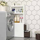 Narrow 3 Shelves 2 Drawers Recess Cabinet with Wheels for Kitchen Bathroom and Cellar 17cm Wide White KFR06WT, 45 x 17 x 106.5 cm