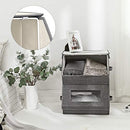 Set of 2 Stackable Storage Bins with Transparent Windows, Magnetic Lid and Side Handles, for Toys, Clothes, Gray and Beige RPLB02G